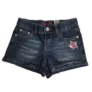 Lulu-Luv Brand Denim Adjustable Waist Jean Shorts w/ Pink Sparkles Girl's Size 8
